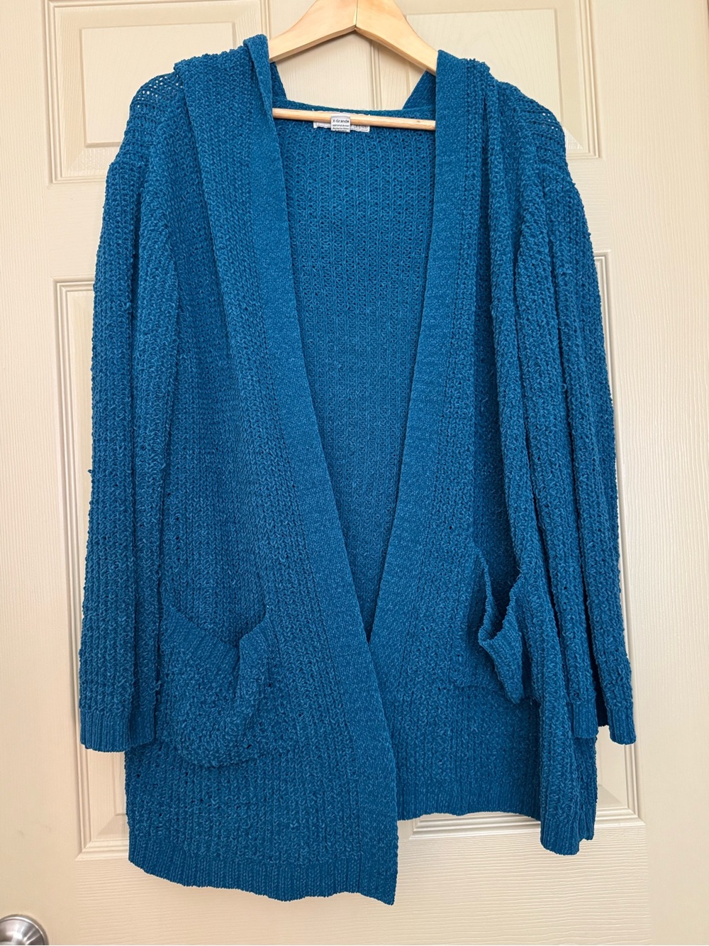 Cozy Teal Hooded Open-Front Cardigan